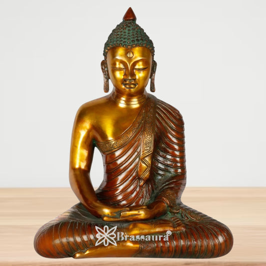 Brass Buddha Weight 6.5 kg & Height 13 Inch