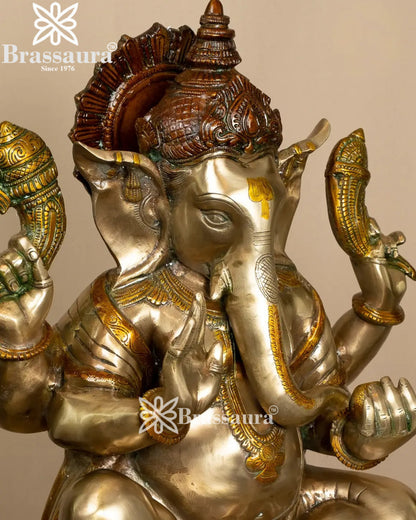Brass Ganesha Statue Weight 24.5 Kg And Height 20.5 Inch