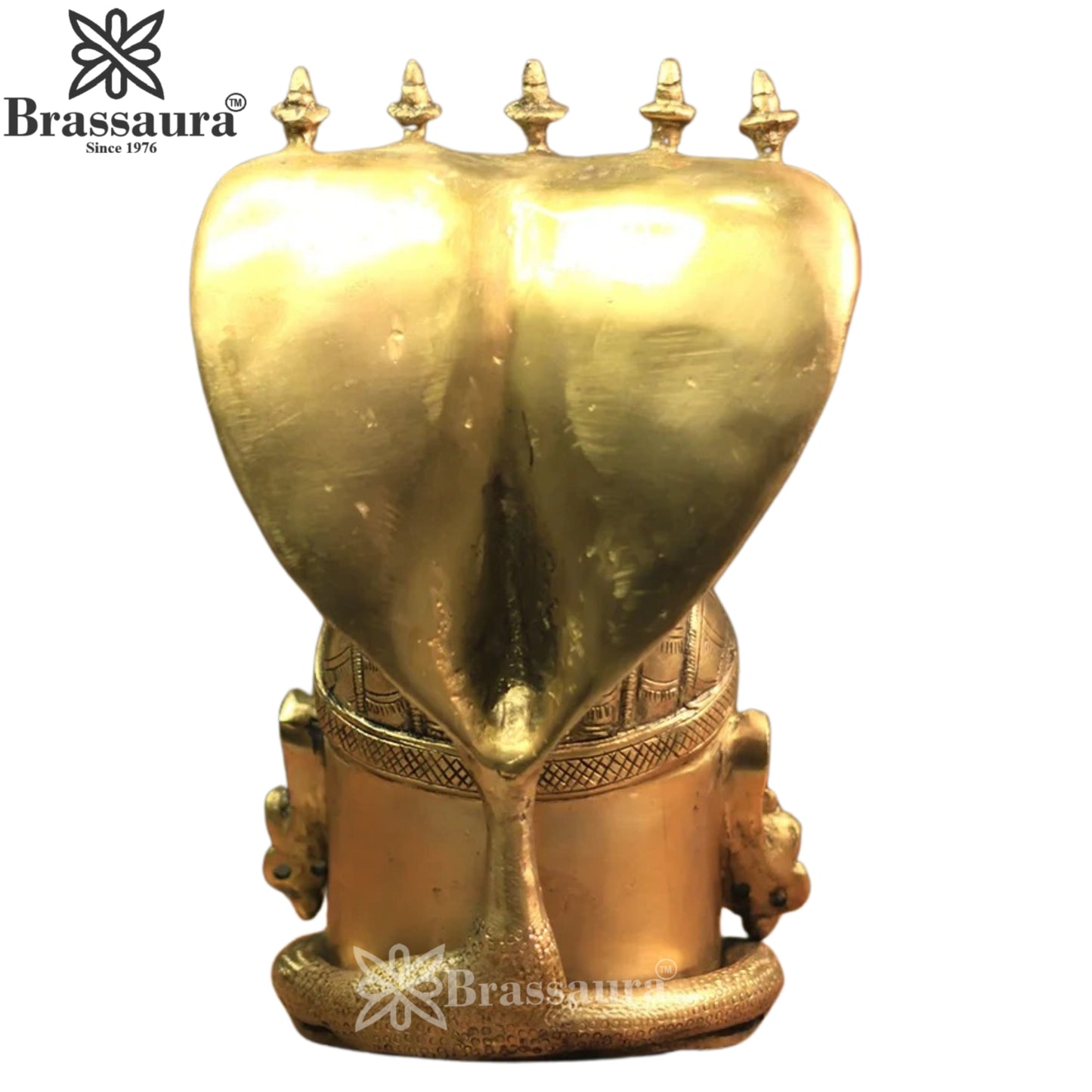 Brass Shiva Mukhlingam With Naagraaj Statue Weight 4 Kg And Height 9.5 Inch