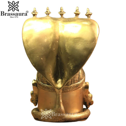 Brass Shiva Mukhlingam With Naagraaj Statue Weight 4 Kg And Height 9.5 Inch