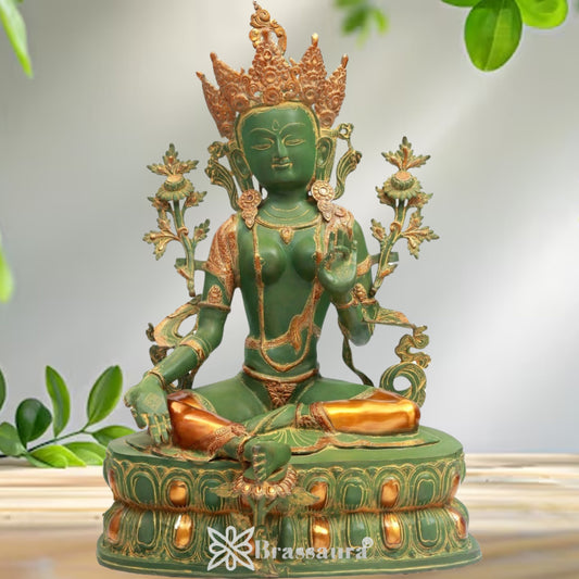 Brass Antique Tara Weight 36 Kg & Height 34 Inch