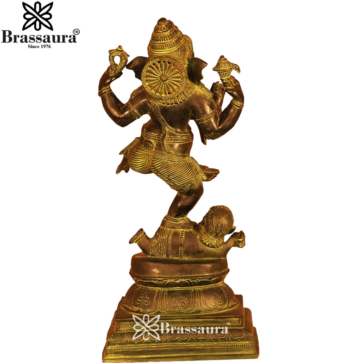 Brass Antique Dancing Ganesha Statue Weight 13.5 Kg & Height 21.5 Inch