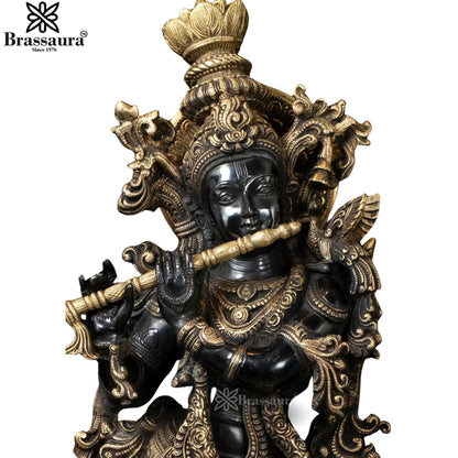 Brass Krishna Murti Weight 20.3 Kg And Height 29.5 Inch