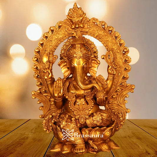 Brass Jewellery Ganesha Statue Weight 10.1 Kg & Height 15.6 Inch