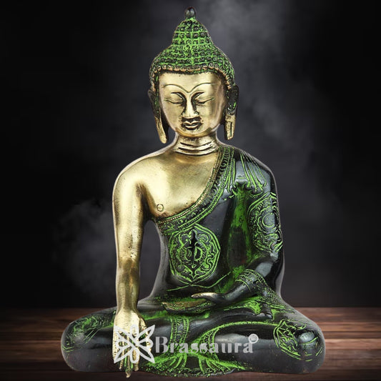 Brass Bhumisprasa Buddha Weight 2 kg & Height 7 Inch
