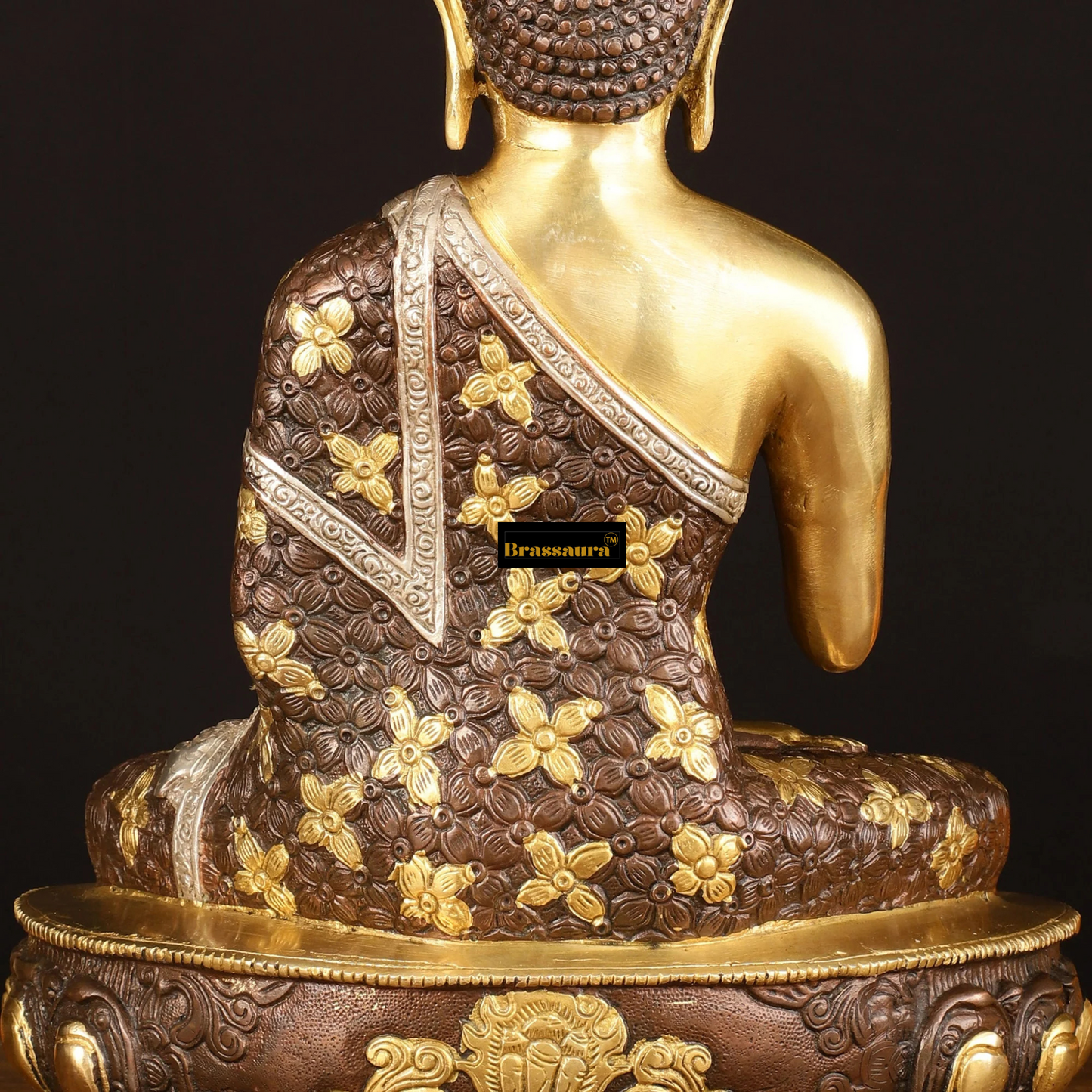 Brassaura™ Pure Brass Buddha Sculpture – Height 13 Inches, Weight 6.66 Kgs
