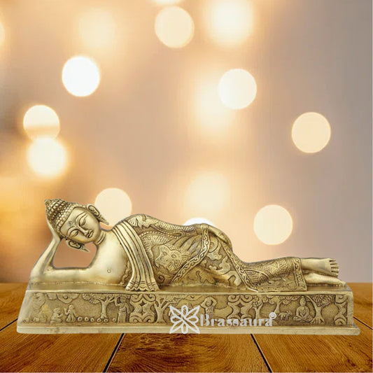 Brass Relaxing  Royal Golden Buddha Weight 2.9 Kg & Height 5 Inch