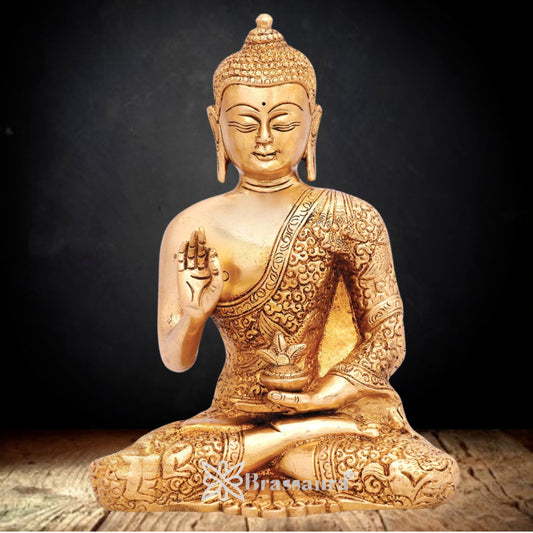Brass Blessing Artistic Buddha Weight 2.3 kg & Height 8 Inch