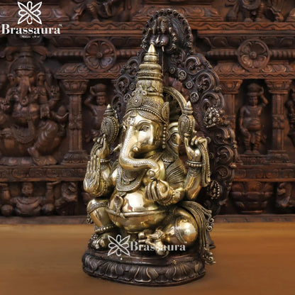 Brass Ganesha Weight 28.78 Kg & Height 23.5 Inch