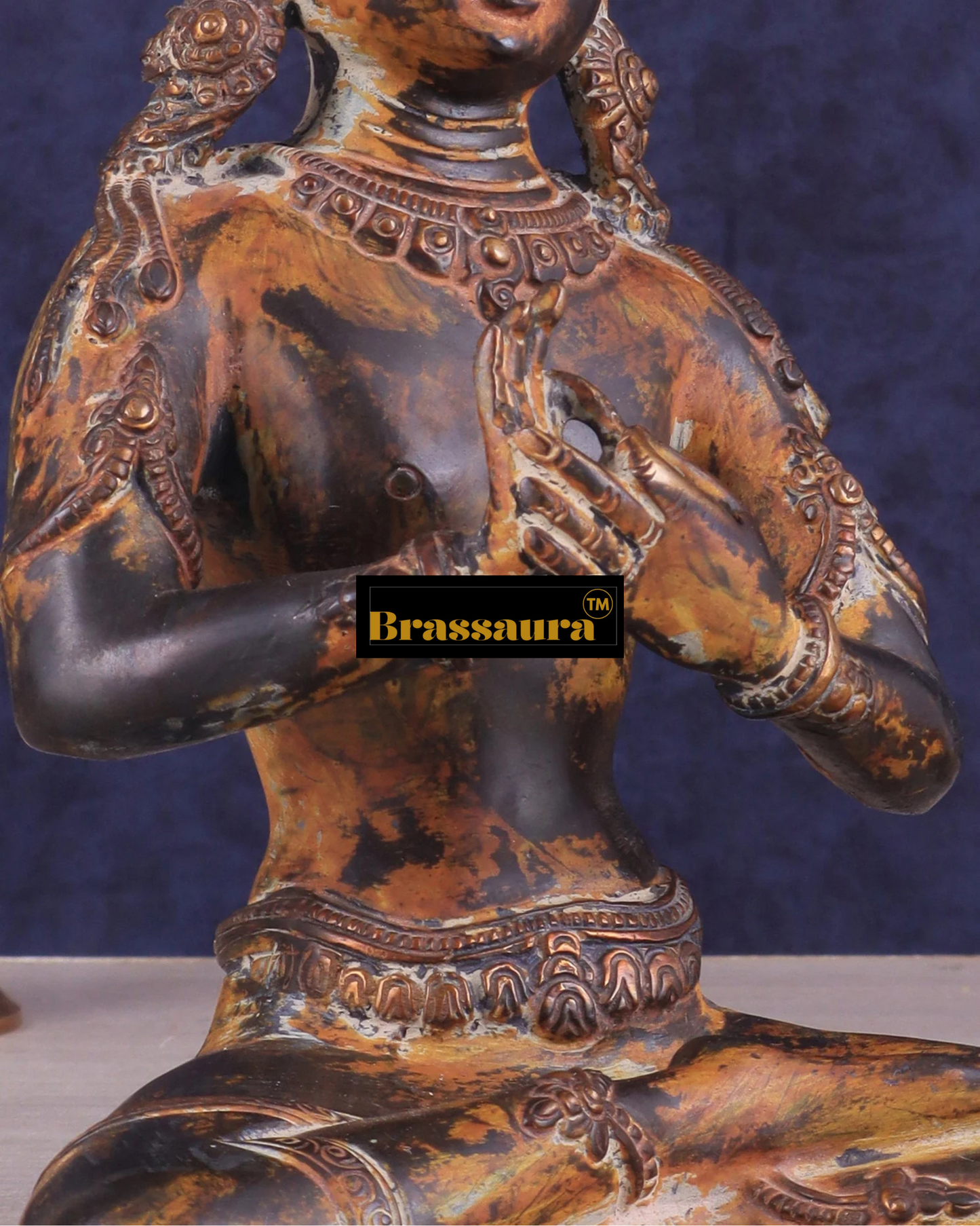 Brassaura™ Pure Brass Dharmachakra Buddha Statue – Height 10 Inches, Weight 3.27 Kgs