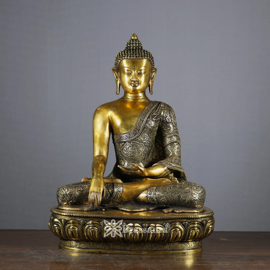 Brass Bhumisprasa Buddha Weight 23 kg & Height 22 Inch