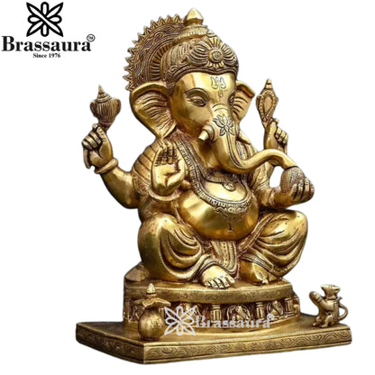 Brass Ganesha Statue Weight 9.75 Kg And Height 13.5 Inch