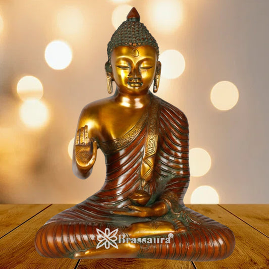 Brass Blessing Buddha Weight 6.5 kg & Height 13 Inch