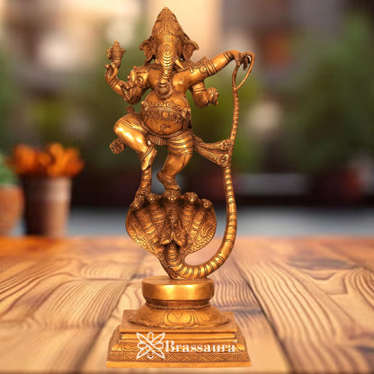 Brass Dancing Ganesha Statue Weight 8.7 Kg & Height 19 Inch