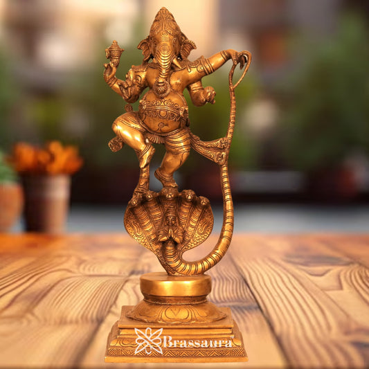 Brass Dancing Ganesha Statue Weight 8.7 Kg & Height 19 Inch