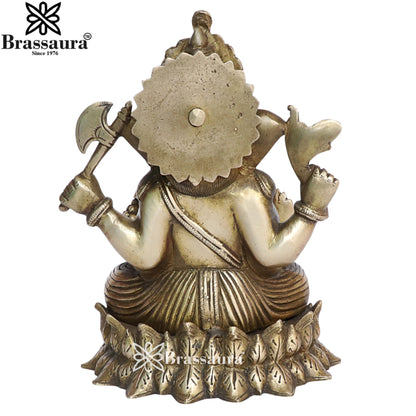 Brass Lotus Ganesha Weight 4.4 Kg & Height 10 Inch