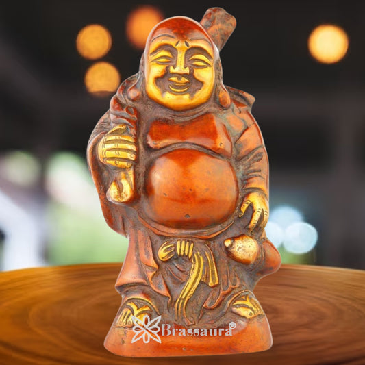 Brass Classic Laughing Standing Buddha Weight 1.7 Kg & Height 6 inch