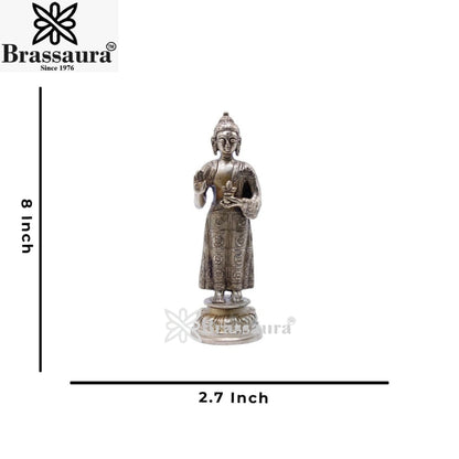Brass Blessing Standing Buddha Weight 0.95 kg & Height 8 Inch