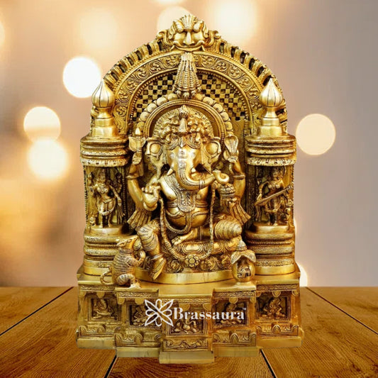Brass Ring Ganesha Weight 19.5 Kg & Height 18.5 Inch