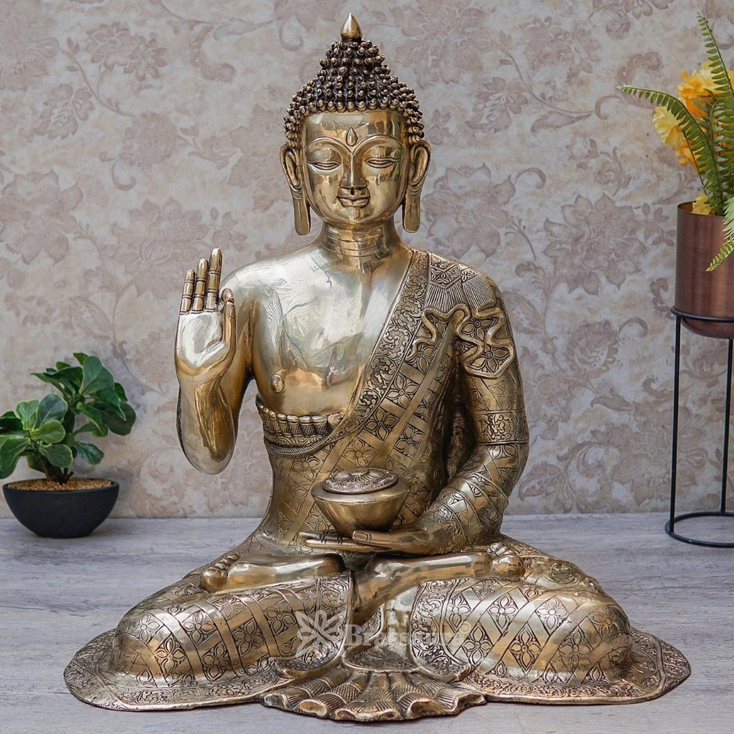 Brass Blessing Buddha Weight 36 kg & Height 30 Inch