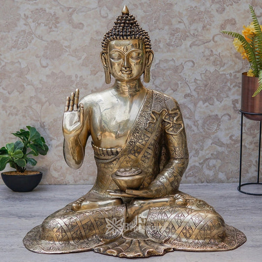 Brass Blessing Buddha Weight 36 kg & Height 30 Inch