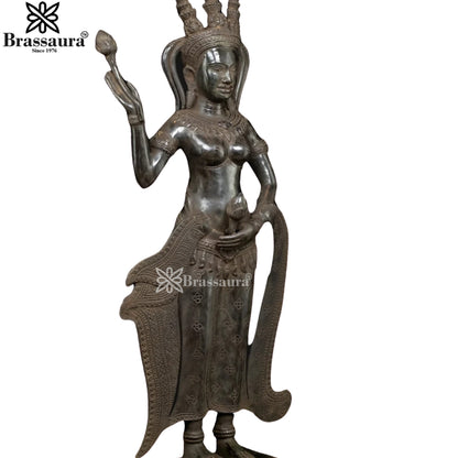 Bronze Combodian Apsara Statue Weight 4.7 Kg And Height 22 Inch