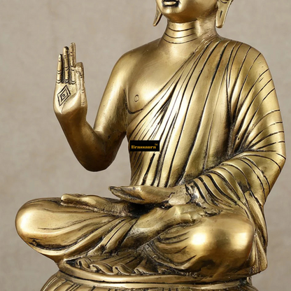 Brassaura™ Pure Brass Blessing Buddha Idol – Height 16 Inches, Weight 6.5 Kgs