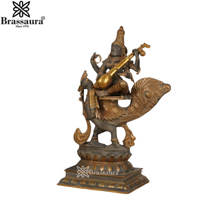 Brass Saraswati Statue Weight 33.5 Kg And Height 28 Inch