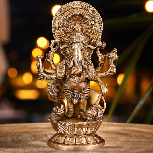 Brass Ganesha Statue Weight 3.6 Kg & Height 11.5 Inch