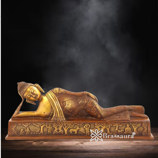 Brass Sleeping Buddha Weight 1 kg & Height 3 Inch