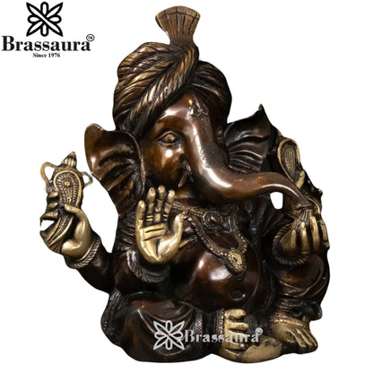 Brass Turban Ganesha Statue Weight 13.5 Kg And Height 13.5 Inch