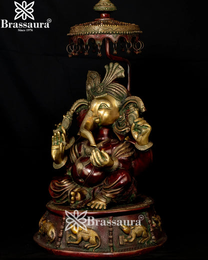 Brass Turban Ganesha Statue Weight 41 Kg And Height 31.5 Inch