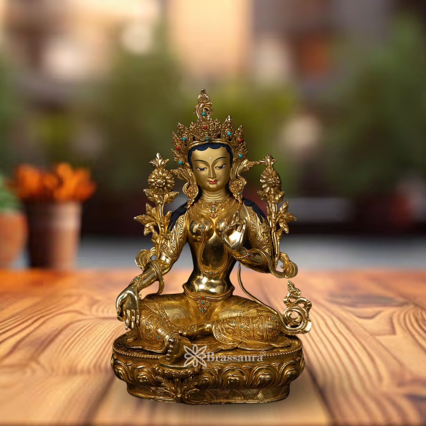 Copper Tara Statue Weight 3.6 Kg And Height 13 Inch