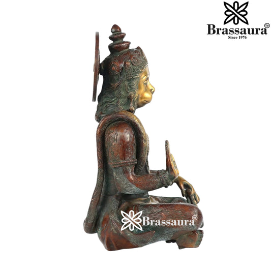 Brassaura™ डिवाइन ब्रास हनुमान प्रतिमा – ऊँचाई 12 इंच और वज़न 4.8 किलोग्राम | क्लासिक सज्जा