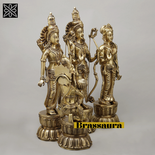 Brassaura™ Pure Brass Ram Darbar Set – 23 Inch Height, 30.630 Kg Weight – Handcrafted North Indian Idol Set