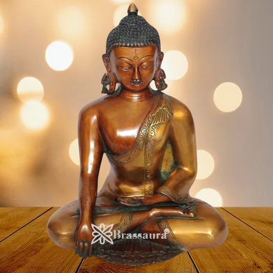 Brass Bhumisprasa Buddha Weight 6 kg & Height 13 Inch