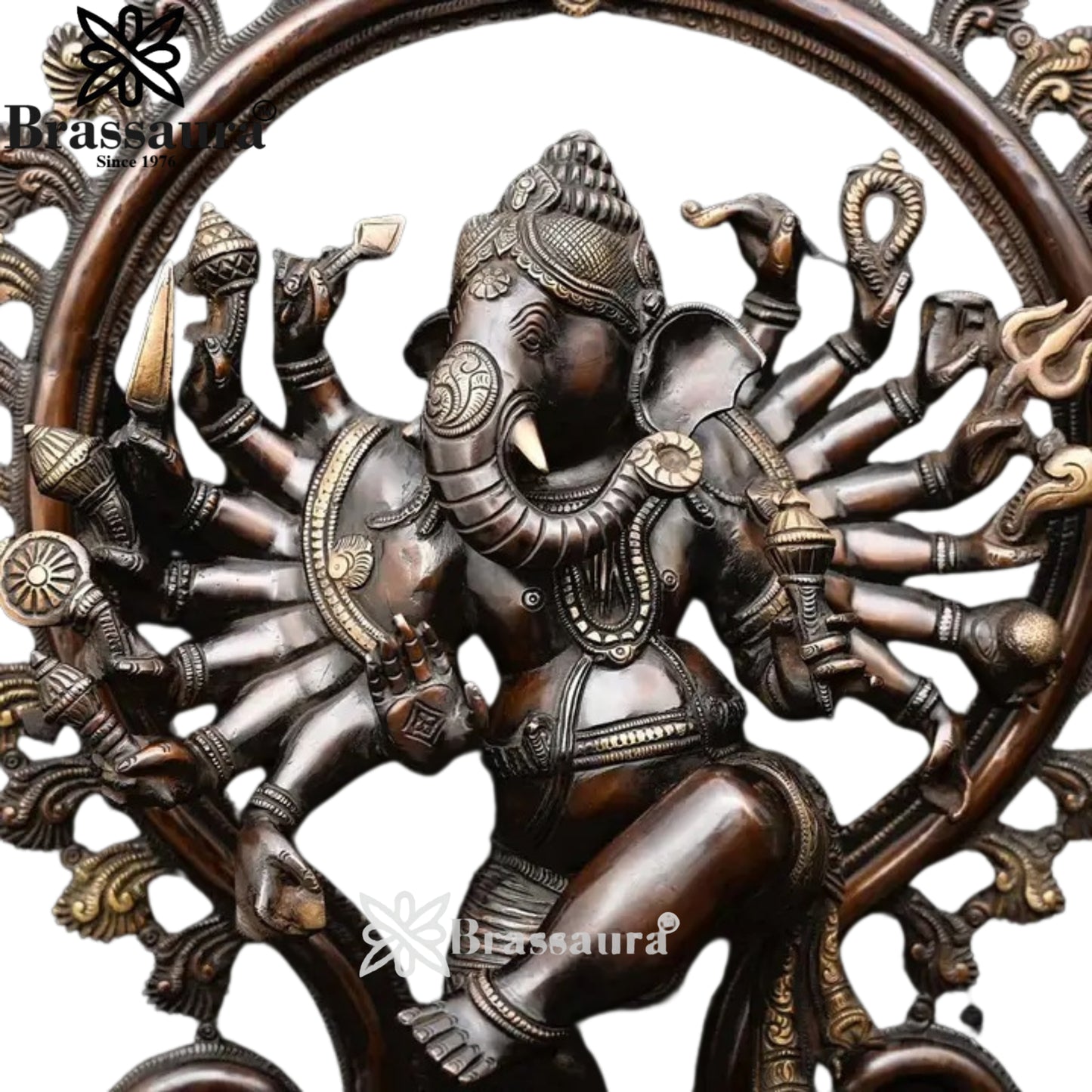 Brass Dancing Ganesha Statue Weight 20.53 Kg And Height 25.2 Inch