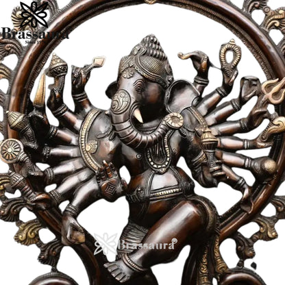 Brass Dancing Ganesha Statue Weight 20.53 Kg And Height 25.2 Inch