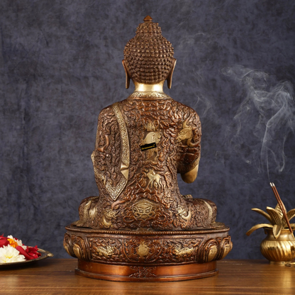 Brassaura™ Brass Elegant Buddha Idol – Height 17 Inches, Weight 11 Kgs