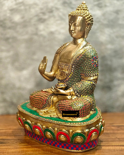 Brassaura™ Pure Brass Blessing Buddha Statue – Height 21.5 Inches & Weight 22 Kgs