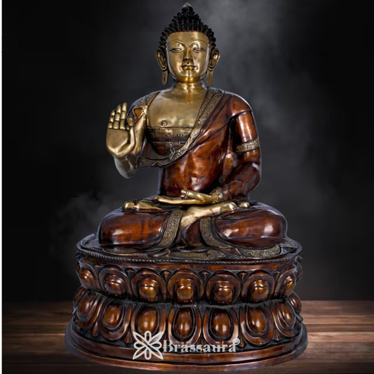 Brass Blessing Buddha Weight 91 kg & Height 48 Inch