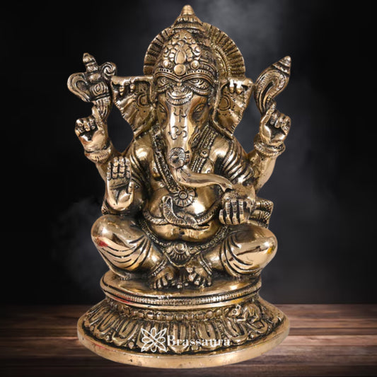 Brass Ganesha Statue Weight 1.74 Kg & Height 6 Inch
