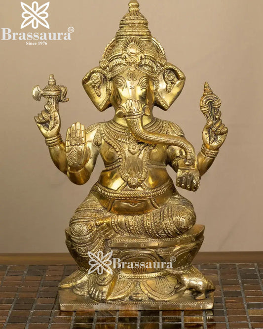 Brass Ganesha Statue Weight 5.4 Kg And Height 12 Inch