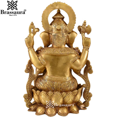 Brass Jewellery Ganesha Statue Weight 8.14 Kg & Height 12.5 Inch