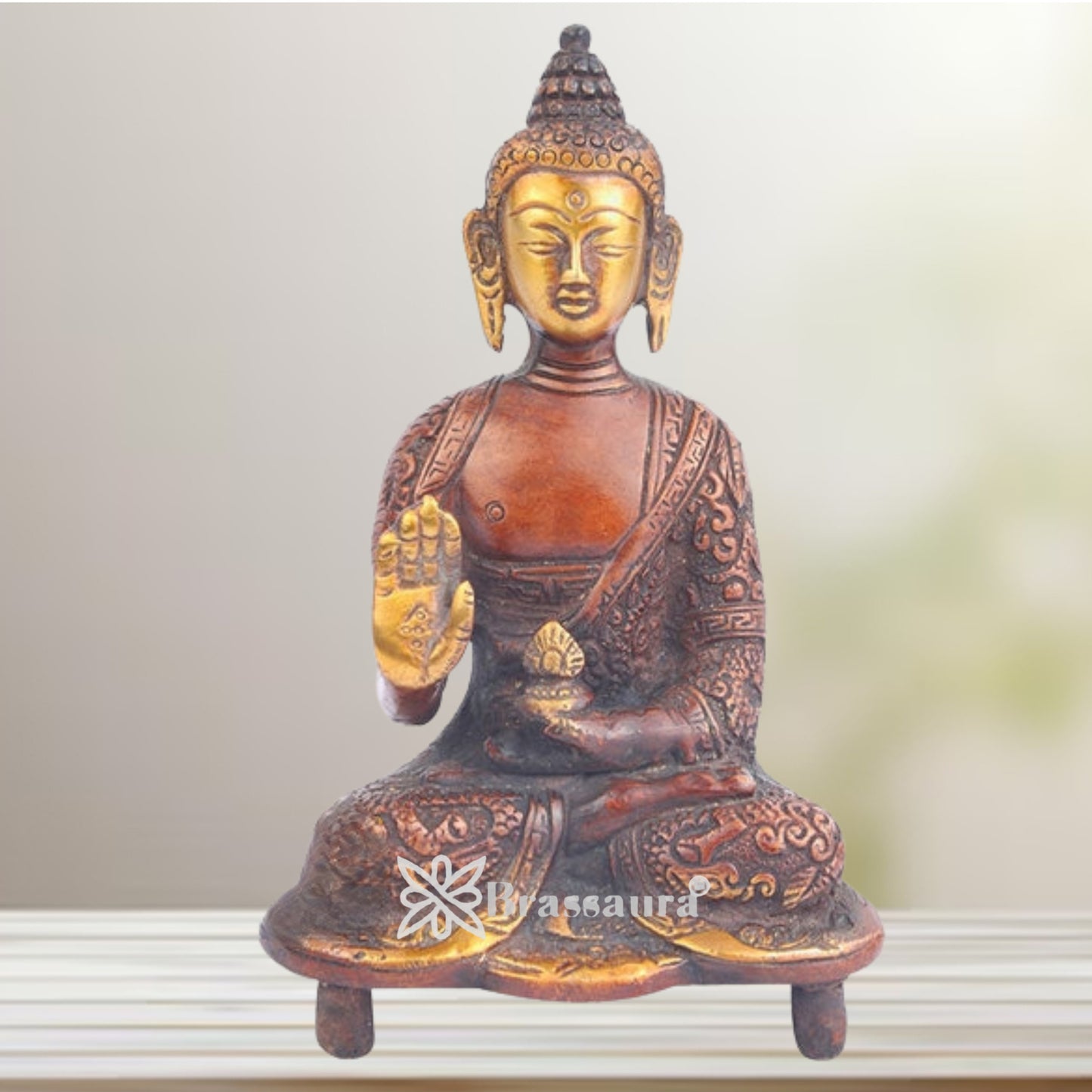 Brass Blessing Buddha Weight 0.9 Kg & Height 6 Inch
