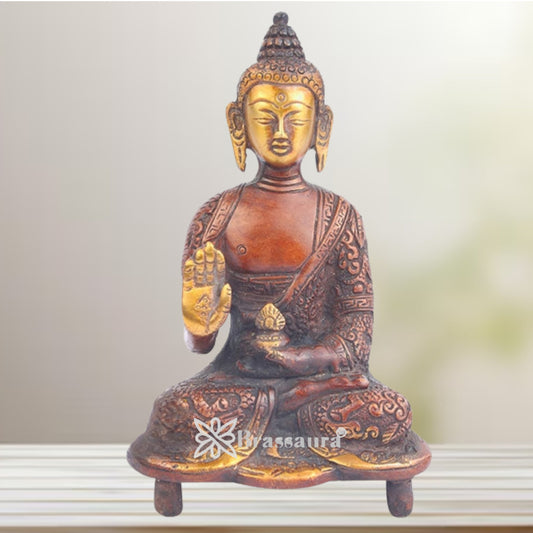 Brass Blessing Buddha Weight 0.9 Kg & Height 6 Inch
