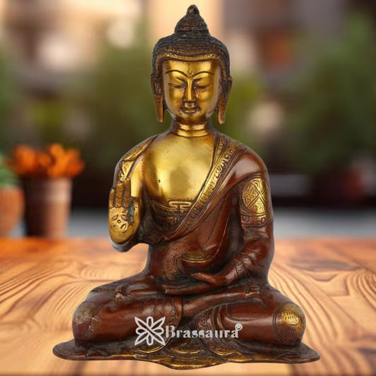 Brass Blessing Buddha Weight 2.1 kg & Height 8 Inch