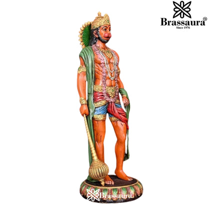 Brassaura™ Brass Standing Hanuman Idol – Height 23 Inches & Weight 12.2 Kgs | Divine Gifting