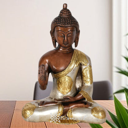 Brass Blessing Multicolored Buddha Weight 1.8 kg & Height 7 Inch