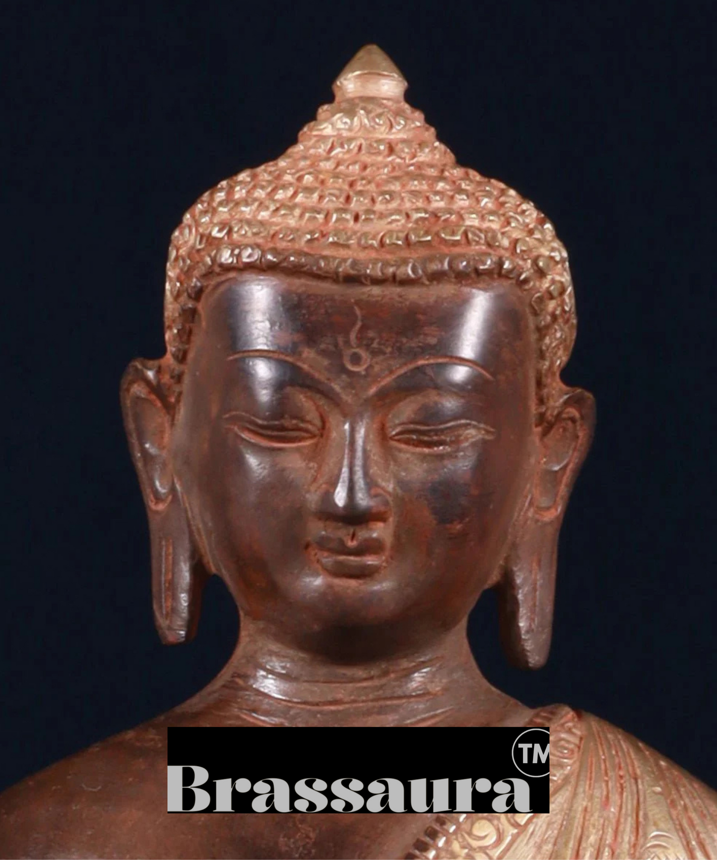 Brassaura™ Pure Brass Blessing Buddha Statue – Height 10.5 Inches, Weight 3.42 Kgs
